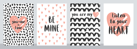 Set of four cute Valentine cards. Vector illustration.のイラスト素材