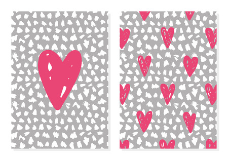 Cute Love Set. Card and seamless pattern. Vector illustration.のイラスト素材