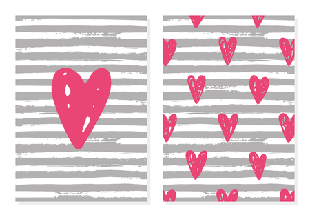 Cute Love Set. Card and seamless pattern. Vector illustration.のイラスト素材