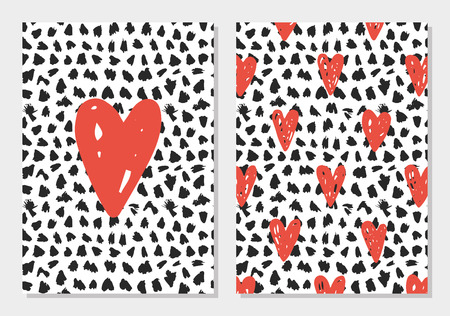 Cute Love Set. Card and seamless pattern. Vector illustration.のイラスト素材