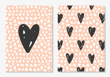 Cute Love Set. Card and seamless pattern. Vector illustration.のイラスト素材