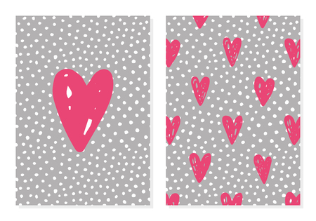 Cute Love Set. Card and seamless pattern. Vector illustration.のイラスト素材