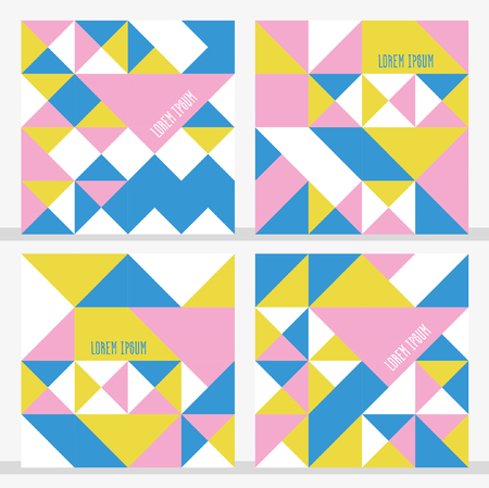 Set of 4 geometric cards. Vector illustration.のイラスト素材
