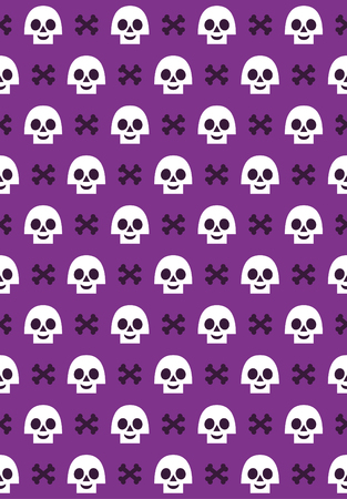 Halloween seamless pattern design with fun skull and cross bones. Vector illustration.のイラスト素材