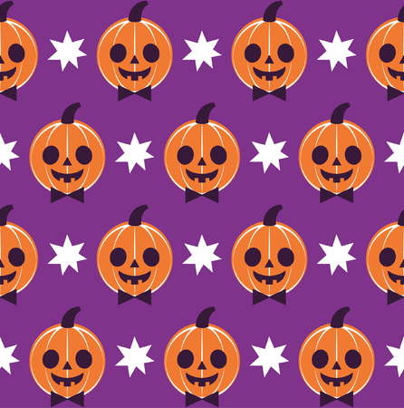 Halloween seamless pattern design with fun pumpkin. Vector illustration.のイラスト素材