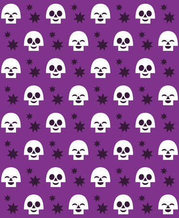 Halloween seamless pattern design with fun skull. Vector illustration.のイラスト素材