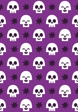 Halloween seamless pattern design with fun skull and crossbones. Vector illustration.のイラスト素材