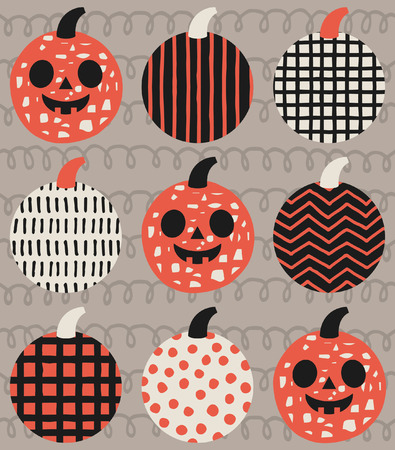 Fun Halloween seamless pattern design with pumpkin. Vector illustration.のイラスト素材