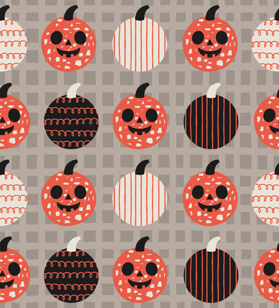 Fun Halloween seamless pattern design with pumpkin. Vector illustration.のイラスト素材