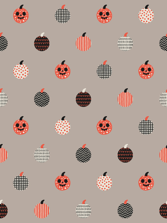 Fun Halloween seamless pattern design with pumpkin. Vector illustration.のイラスト素材