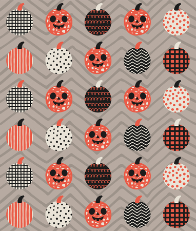 Fun Halloween seamless pattern design with pumpkin. Vector illustration.のイラスト素材