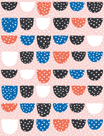 Fun hand drawn semicircles seamless pattern. Vector illustration.のイラスト素材