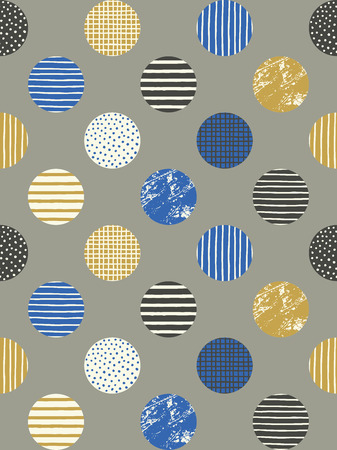 Textured circles seamless pattern. Vector illustration.のイラスト素材