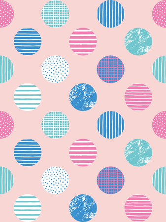 Textured circles seamless pattern. Vector illustration.のイラスト素材