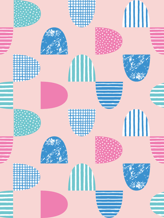 Textured semicircles seamless pattern. Vector illustration.のイラスト素材