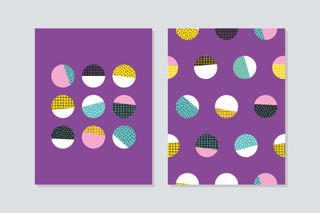 Set of graphic circles seamless pattern and graphic circles card. Vector illustration.のイラスト素材