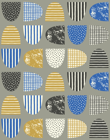 Textured semicircles seamless pattern. Vector illustration.のイラスト素材