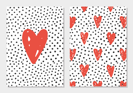 Cute Love Set. Card and seamless pattern. Vector illustration.のイラスト素材