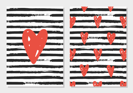 Cute Love Set. Card and seamless pattern. Vector illustration.のイラスト素材