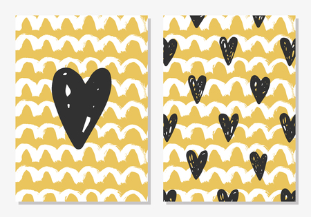 Cute Love Set. Card and seamless pattern. Vector illustration.のイラスト素材