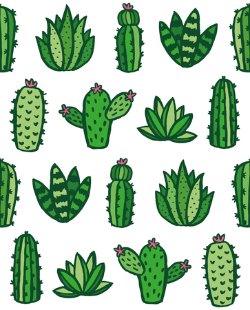 Cute cactus and succulent pattern design. Vector illustration.のイラスト素材