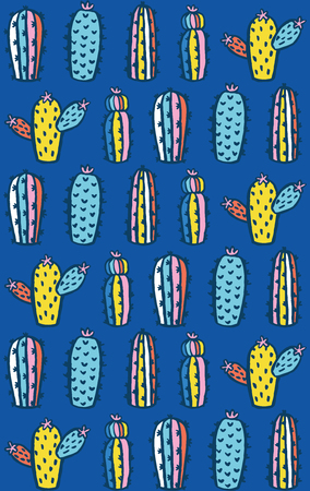 Bright cactus pattern design. Vector illustration.のイラスト素材
