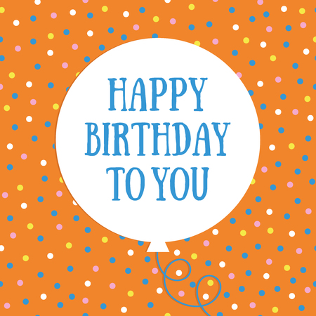 Fun Happy Birthday card with balloon. Vector.のイラスト素材