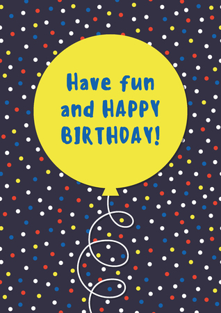 Fun Birthday Card design with balloon. Vector.のイラスト素材