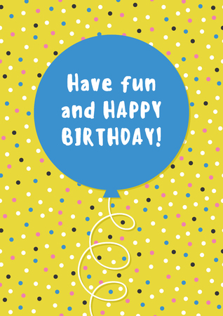 Fun Birthday Card design with balloon. Vector.のイラスト素材