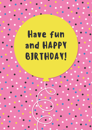 Fun Birthday Card design with balloon. Vector.のイラスト素材