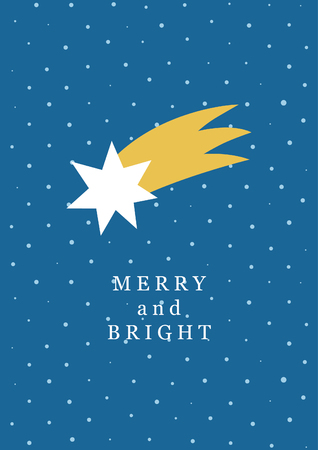 Cute Merry and Bright card design. Vector illustration.のイラスト素材