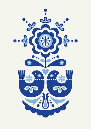 Birds card in Scandinavian style Vector Illustration.のイラスト素材