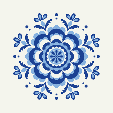 Abstract circle floral element in scandinavian style Vector Illustration.のイラスト素材