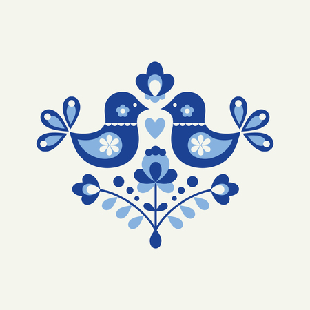 Bird card in Scandinavian style Vector Illustration.のイラスト素材