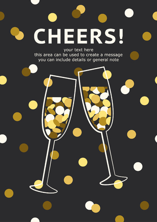 Champagne card with space for text. Vector illustration.のイラスト素材