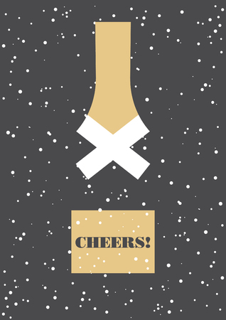 Champagne greeting card design. Vector illustration.のイラスト素材