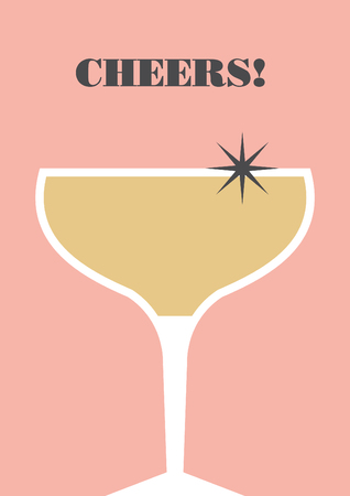 Champagne greeting card design. Vector illustration.のイラスト素材