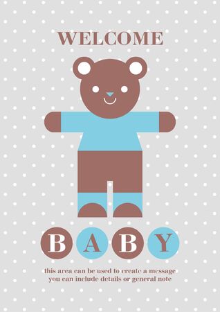 Baby Boy announcement card design. Baby bear. Vector illustration.のイラスト素材