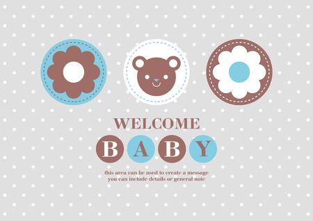 Baby Boy announcement card design. Baby bear. Vector illustration.のイラスト素材