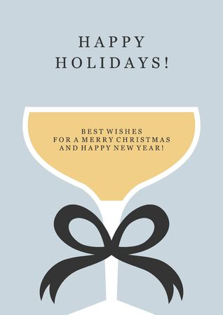 Champagne glass greeting card design. Retro style. Vector illustration.のイラスト素材