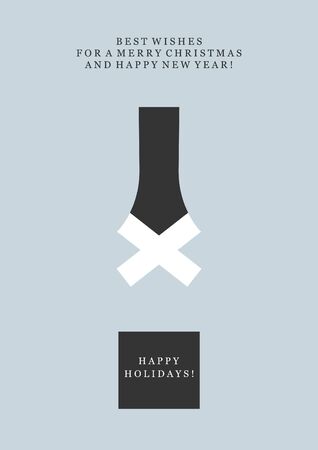 Champagne bottle greeting card design. Retro style. Vector illustration.のイラスト素材