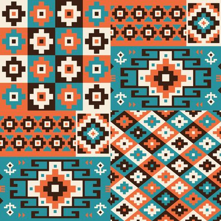 Oriental geometric seamless pattern. Ethnic design. Vector illustration.のイラスト素材