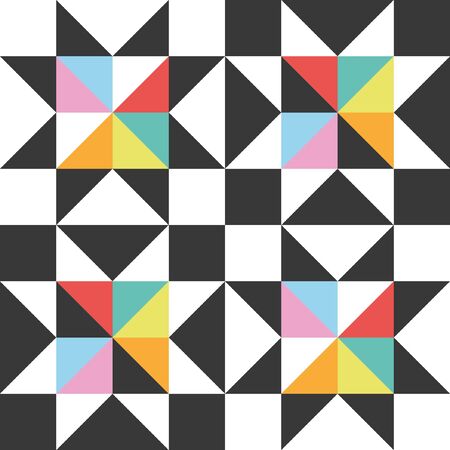 Patchwork star seamless pattern. Vector illustration.のイラスト素材