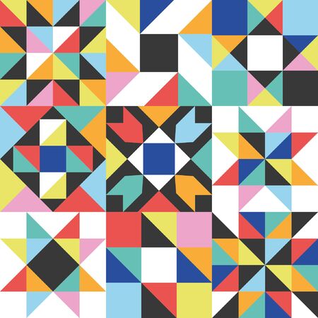 Patchwork star seamless pattern. Vector illustration.のイラスト素材
