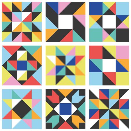 Patchwork star seamless pattern. Vector illustration.のイラスト素材