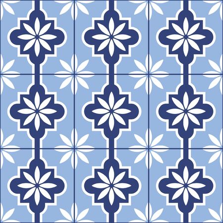 Floral tile pattern design. Mediterranean style. Vector illustration.のイラスト素材