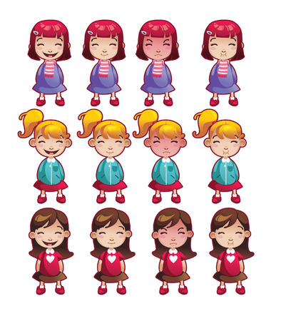 Girls emotions setのイラスト素材