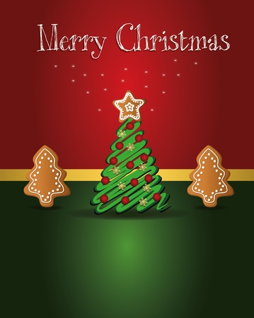 Christmas card gingerbread treeのイラスト素材