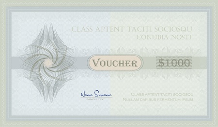 vector Voucher Guilloche blue green coupon certificate template security spirographのイラスト素材