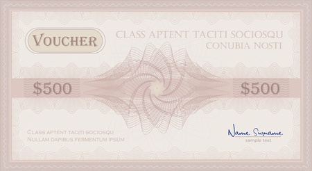 vector Voucher Guilloche rose pink coupon certificate template security spirographのイラスト素材